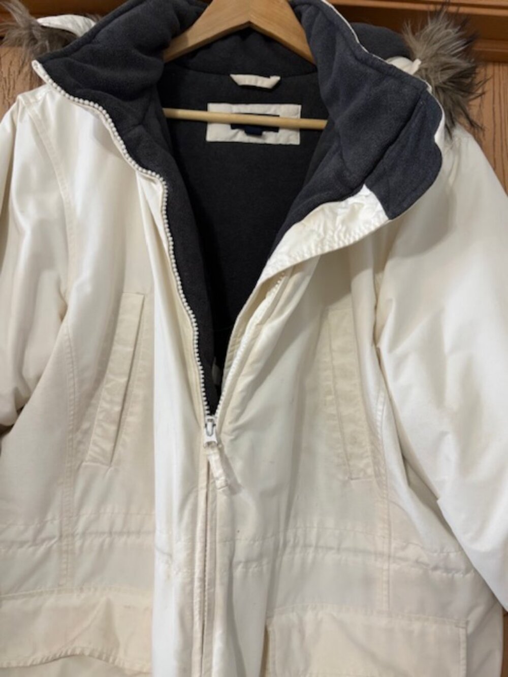 Lands End Women Windcheck/Thermacheck Insulated Fur Trim Hooded Winter coat. 1X - Picture 2 of 6